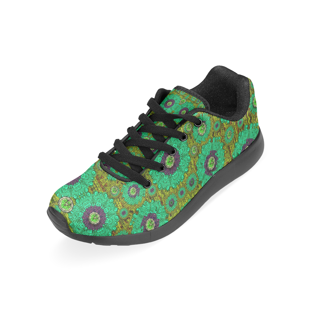 Peacock-flowers in the stars of eden  pop art Men's Running Shoes/Large Size (Model 020)