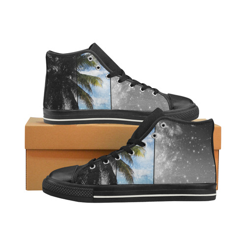 Caribbean Dreaming High Top Canvas Shoes for Kid (Model 017)