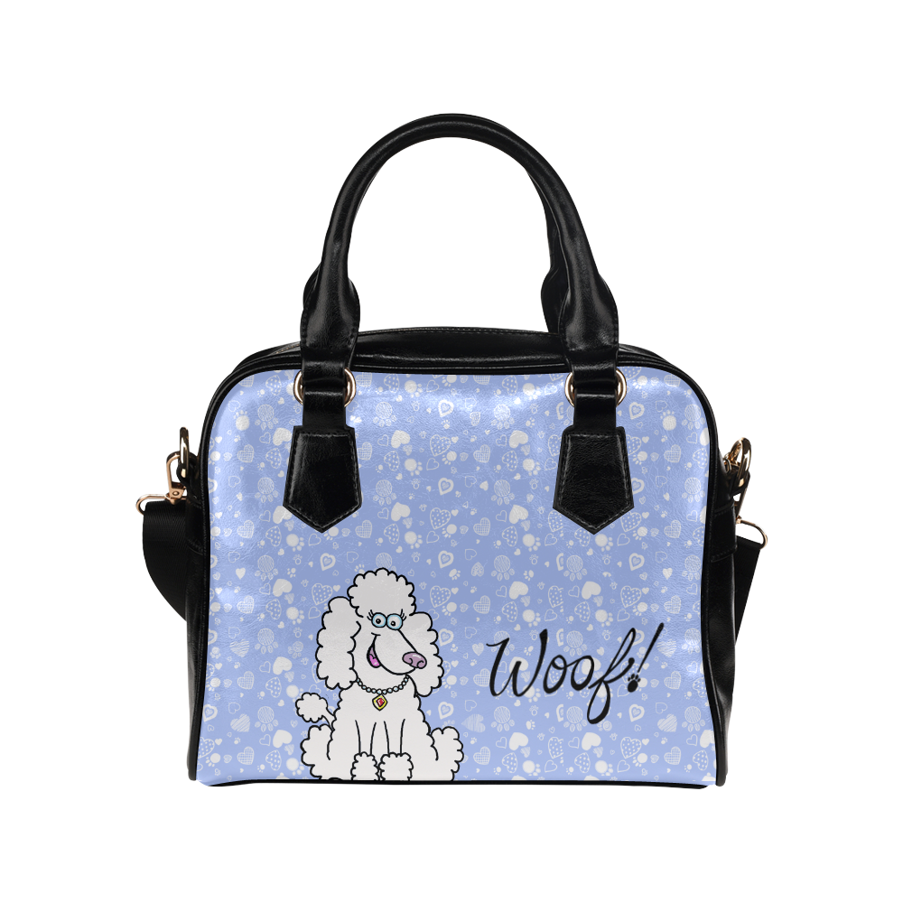 Poodle Woof! ~ blue Shoulder Handbag (Model 1634)