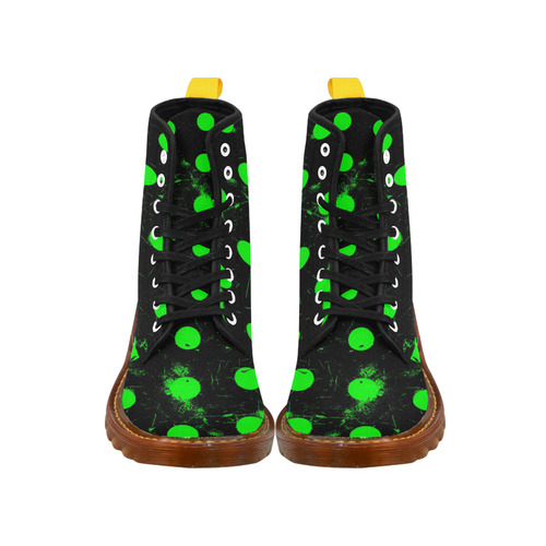 abstract polka dots green Martin Boots For Women Model 1203H