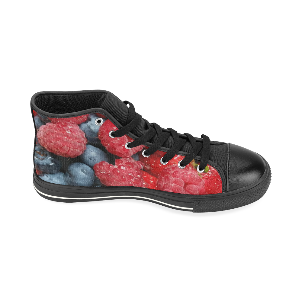 Red Berry Mix High Top Canvas Shoes for Kid (Model 017)