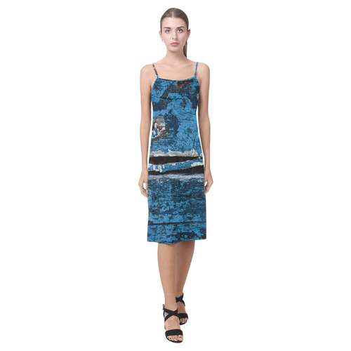 Blue painted wood Alcestis Slip Dress (Model D05)