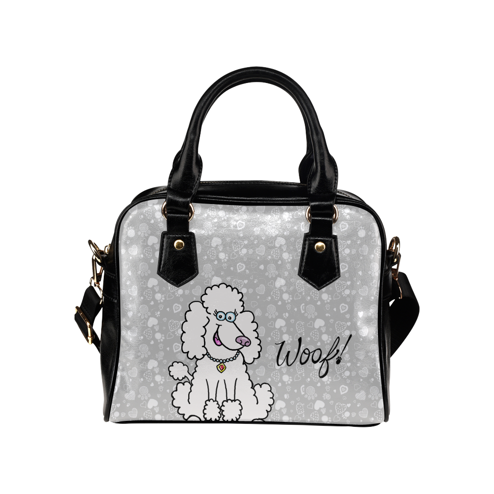 Poodle Woof - grey Shoulder Handbag (Model 1634)