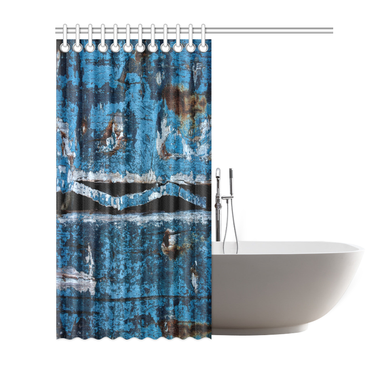 Blue painted wood Shower Curtain 72"x72"
