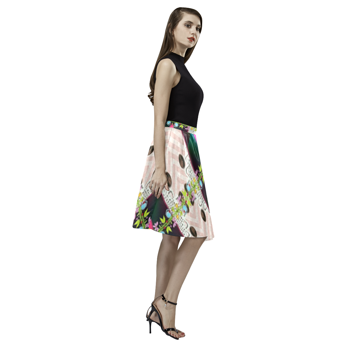 wraped with pattern-annabellerockz-skirt Melete Pleated Midi Skirt (Model D15)