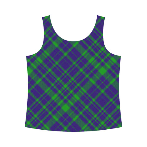 Diagonal Green & Purple Plaid Modern Style All Over Print Tank Top for Women (Model T43)