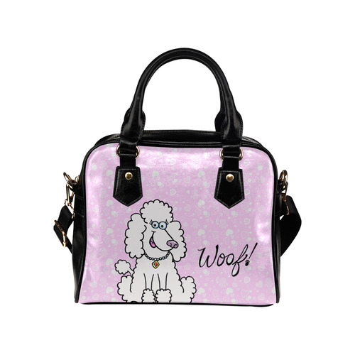 Poodle Woof! ~ Pink Shoulder Handbag (Model 1634)