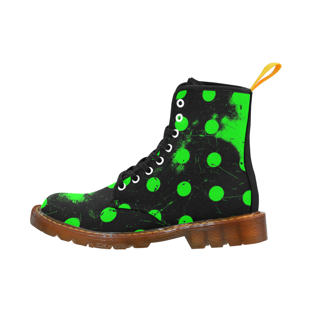 abstract polka dots green Martin Boots For Women Model 1203H