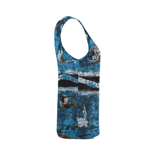 Blue painted wood All Over Print Tank Top for Women (Model T43)