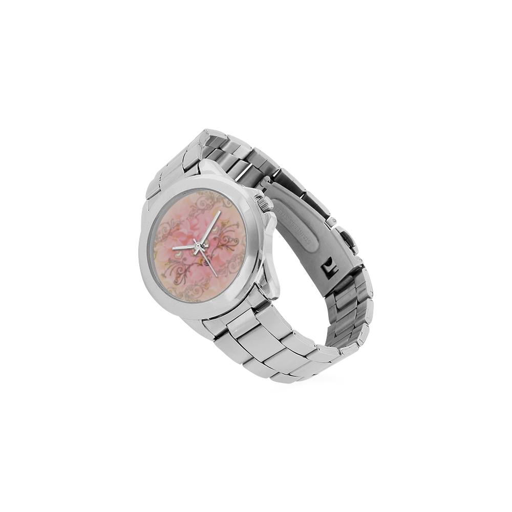 Hearts, soft colors Unisex Stainless Steel Watch(Model 103)