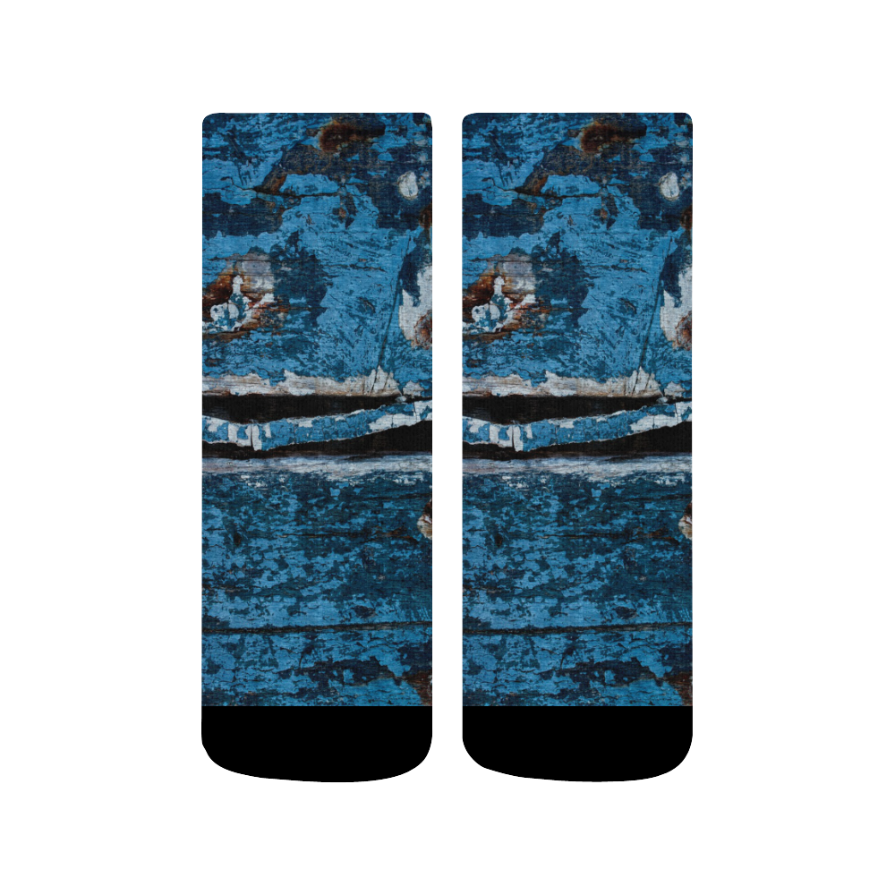 Blue painted wood Quarter Socks