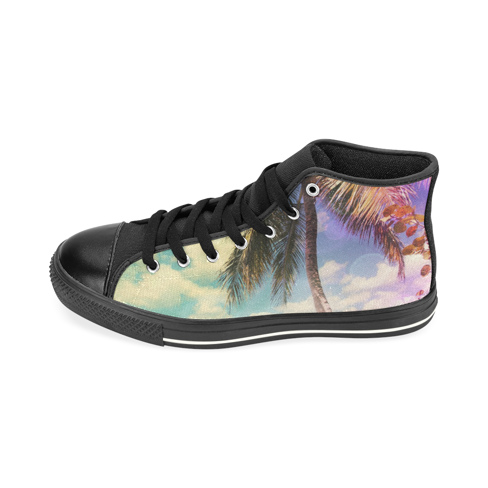 Prismatic Palm High Top Canvas Shoes for Kid (Model 017)