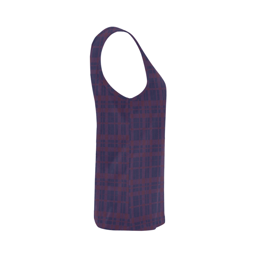 Purple Plaid Rock Style All Over Print Tank Top for Women (Model T43)