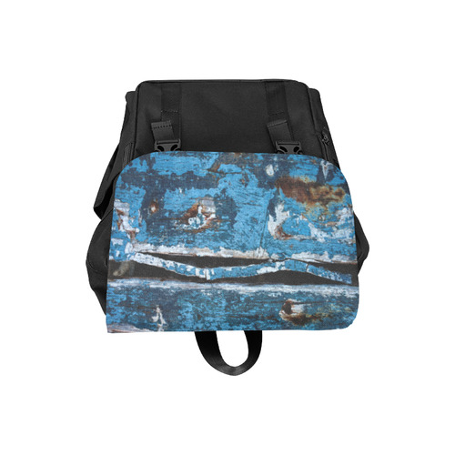 Blue painted wood Casual Shoulders Backpack (Model 1623)
