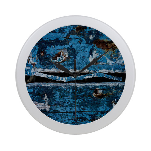 Blue painted wood Circular Plastic Wall clock
