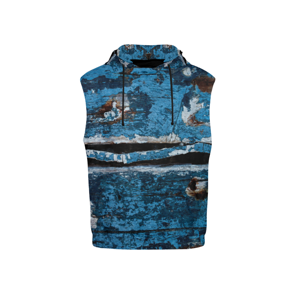 Blue painted wood All Over Print Sleeveless Hoodie for Kid (Model H15)