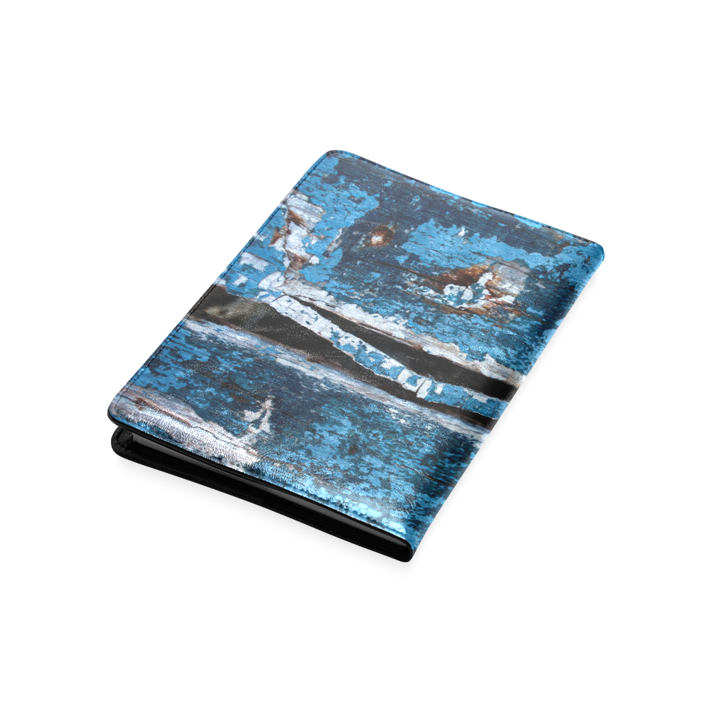 Blue painted wood Custom NoteBook A5