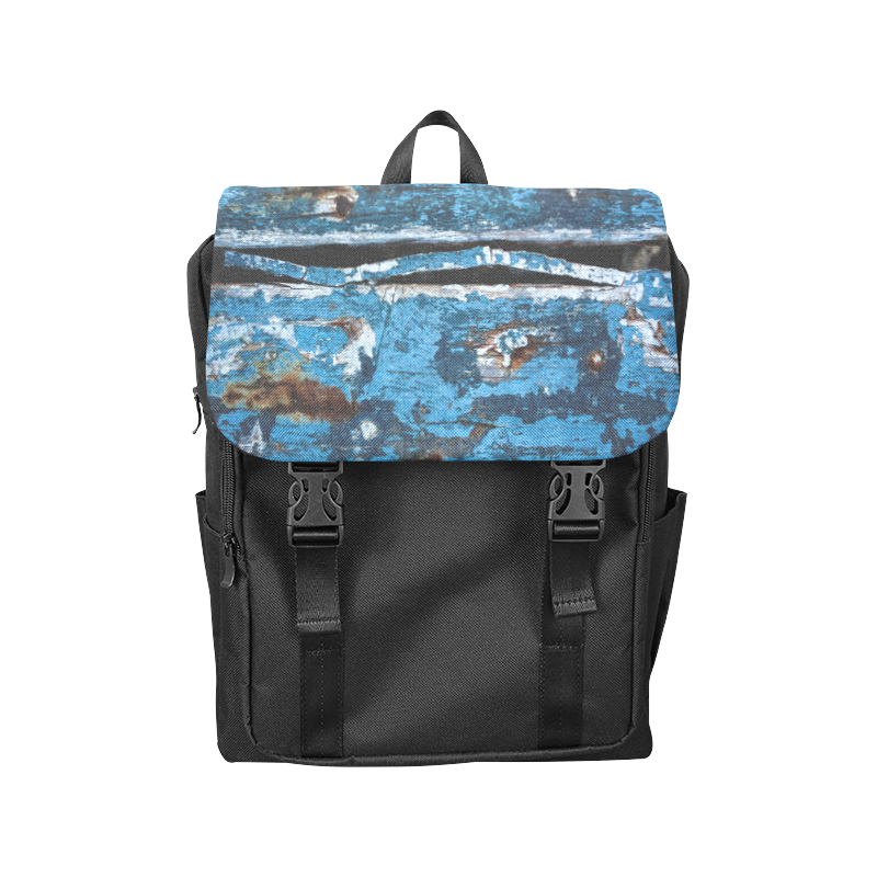 Blue painted wood Casual Shoulders Backpack (Model 1623)