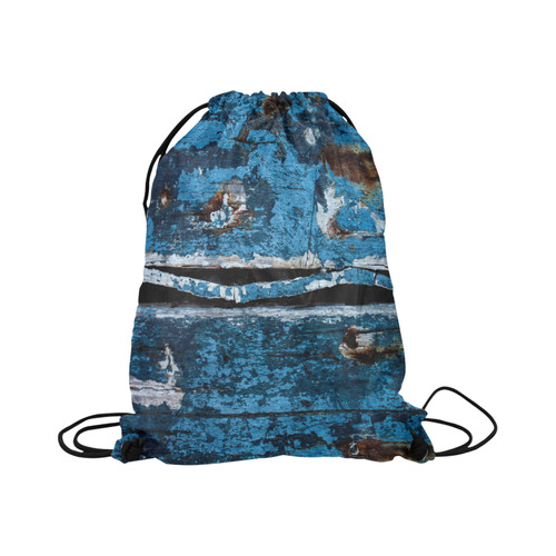 Blue painted wood Large Drawstring Bag Model 1604 (Twin Sides)  16.5"(W) * 19.3"(H)