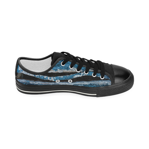 Blue painted wood Women's Classic Canvas Shoes (Model 018)