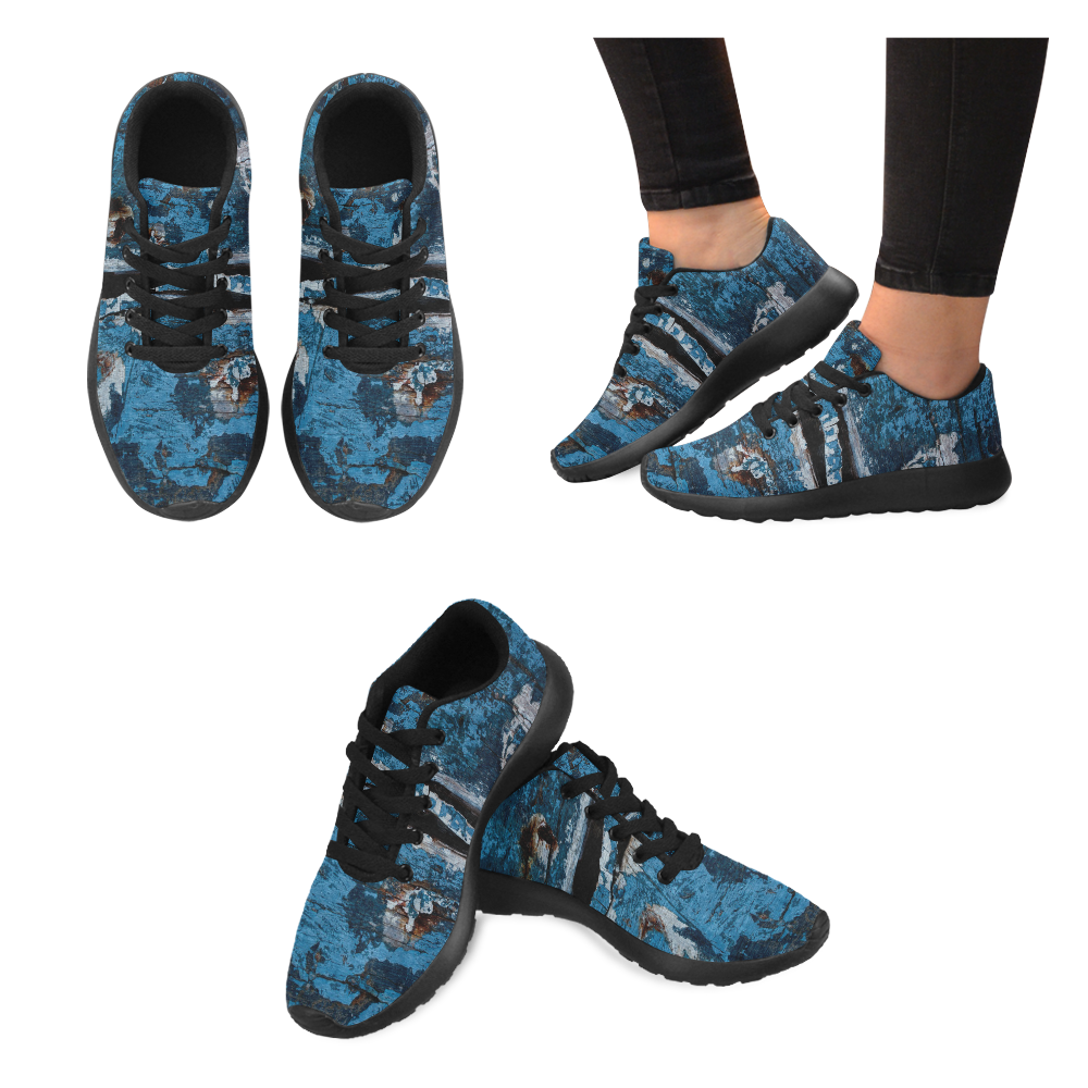 Blue painted wood Women’s Running Shoes (Model 020)