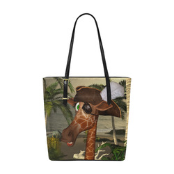 Funny giraffe as a pirate Euramerican Tote Bag/Small (Model 1655)