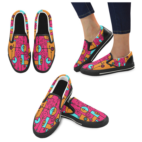 Avant Garde - Lines and Circles Slip-on Canvas Shoes for Kid (Model 019)