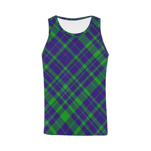 Diagonal Green & Purple Plaid Modern Style All Over Print Tank Top for Men (Model T43)