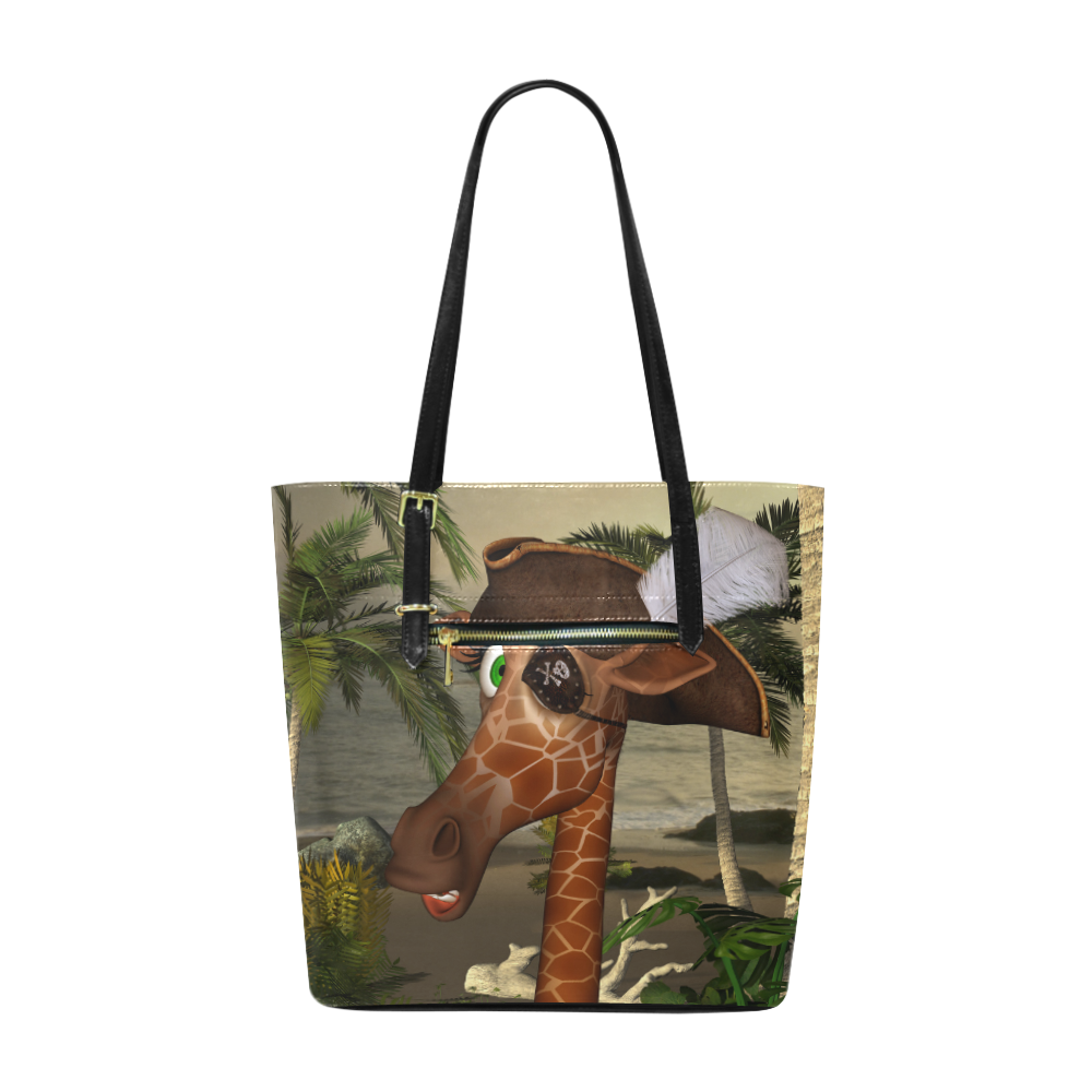 Funny giraffe as a pirate Euramerican Tote Bag/Small (Model 1655)