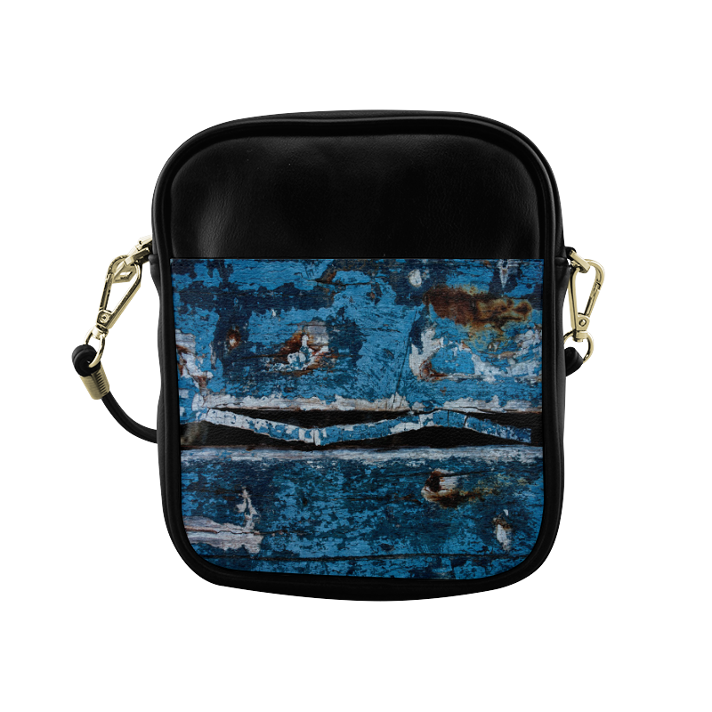 Blue painted wood Sling Bag (Model 1627)