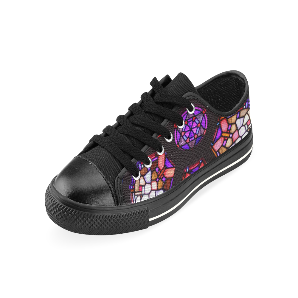 Geometric Purple Pink Rosary Window Mandala Canvas Women's Shoes/Large Size (Model 018)