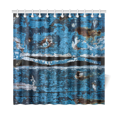 Blue painted wood Shower Curtain 72"x72"