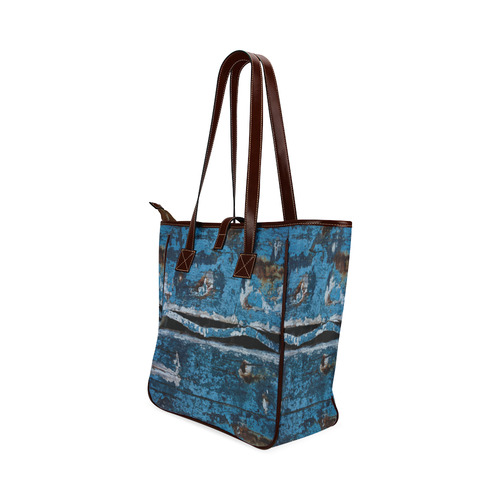 Blue painted wood Classic Tote Bag (Model 1644)