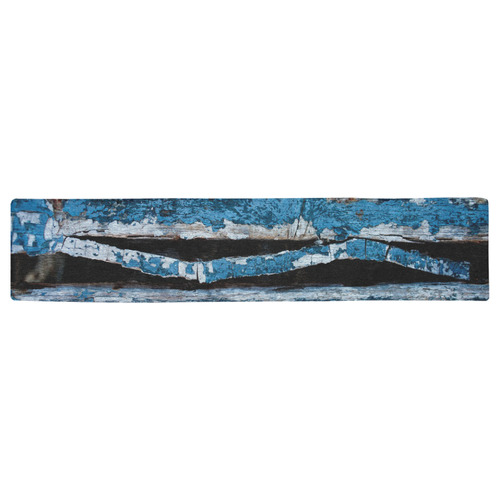 Blue painted wood Table Runner 16x72 inch