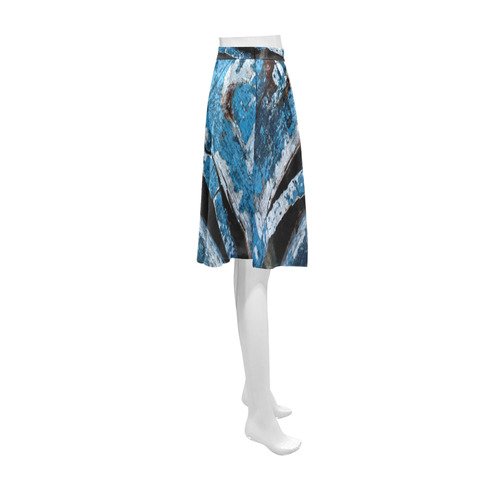 Blue painted wood Athena Women's Short Skirt (Model D15)
