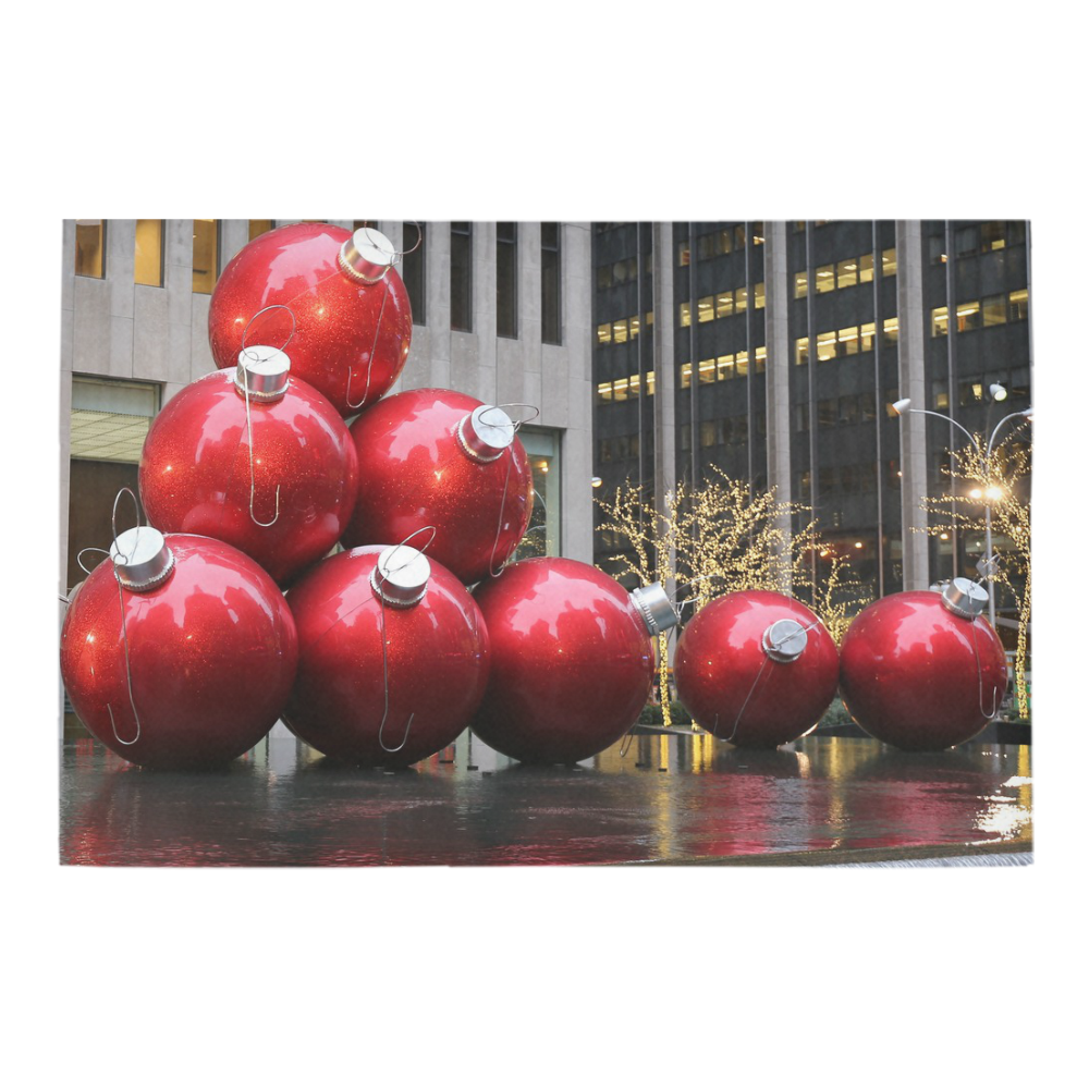 NYC Christmas Ball Ornaments Azalea Doormat 24" x 16" (Sponge Material)