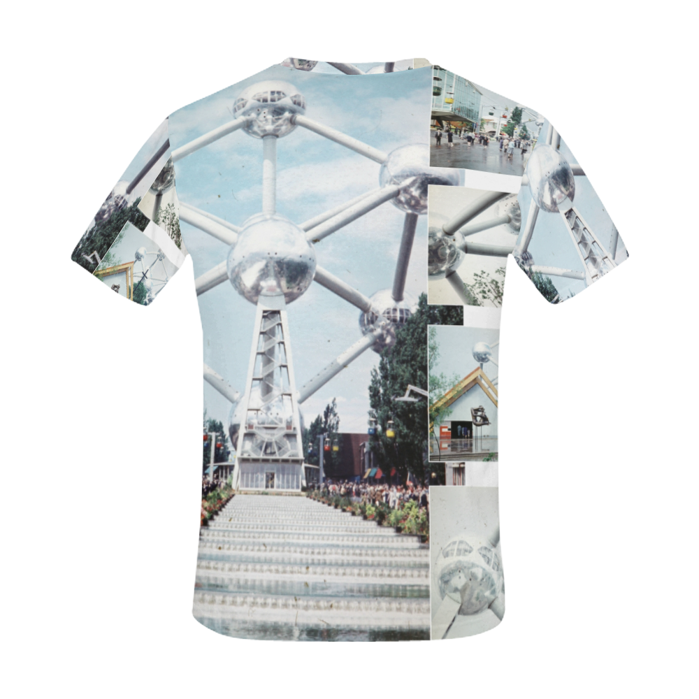 Vintage Brussels Atomium Collage All Over Print T-Shirt for Men (USA Size) (Model T40)