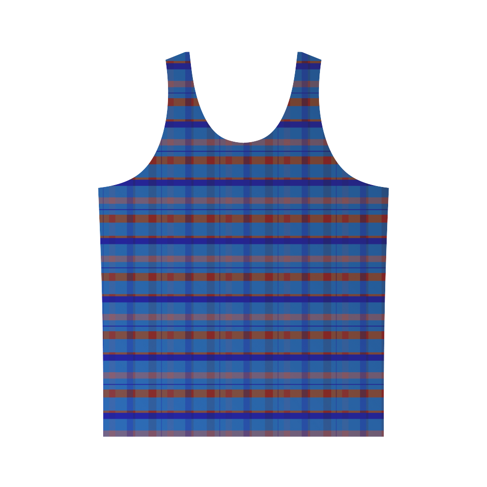 Royal Blue Plaid Hipster Style All Over Print Tank Top for Men (Model T43)