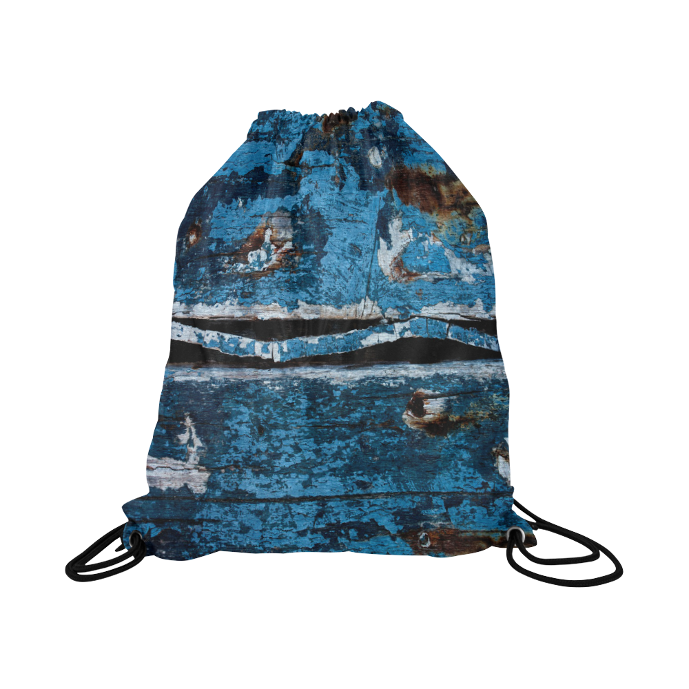 Blue painted wood Large Drawstring Bag Model 1604 (Twin Sides)  16.5"(W) * 19.3"(H)