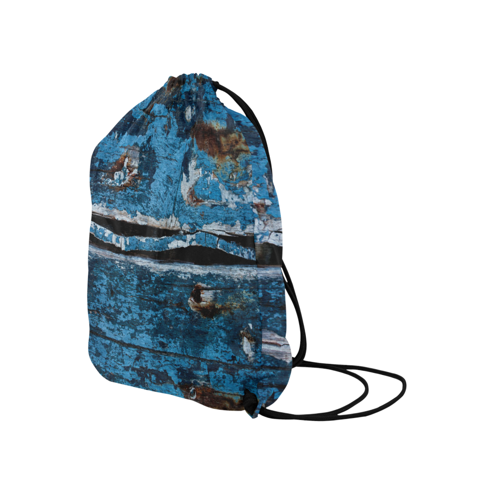Blue painted wood Large Drawstring Bag Model 1604 (Twin Sides)  16.5"(W) * 19.3"(H)