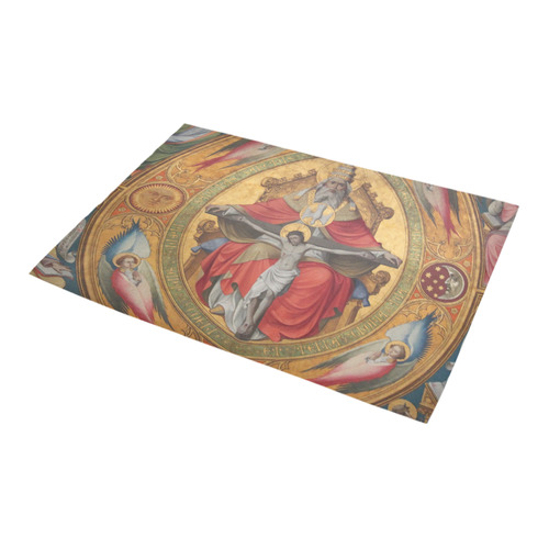Vintage Jesus on Cross Oil Painting Azalea Doormat 24" x 16" (Sponge Material)