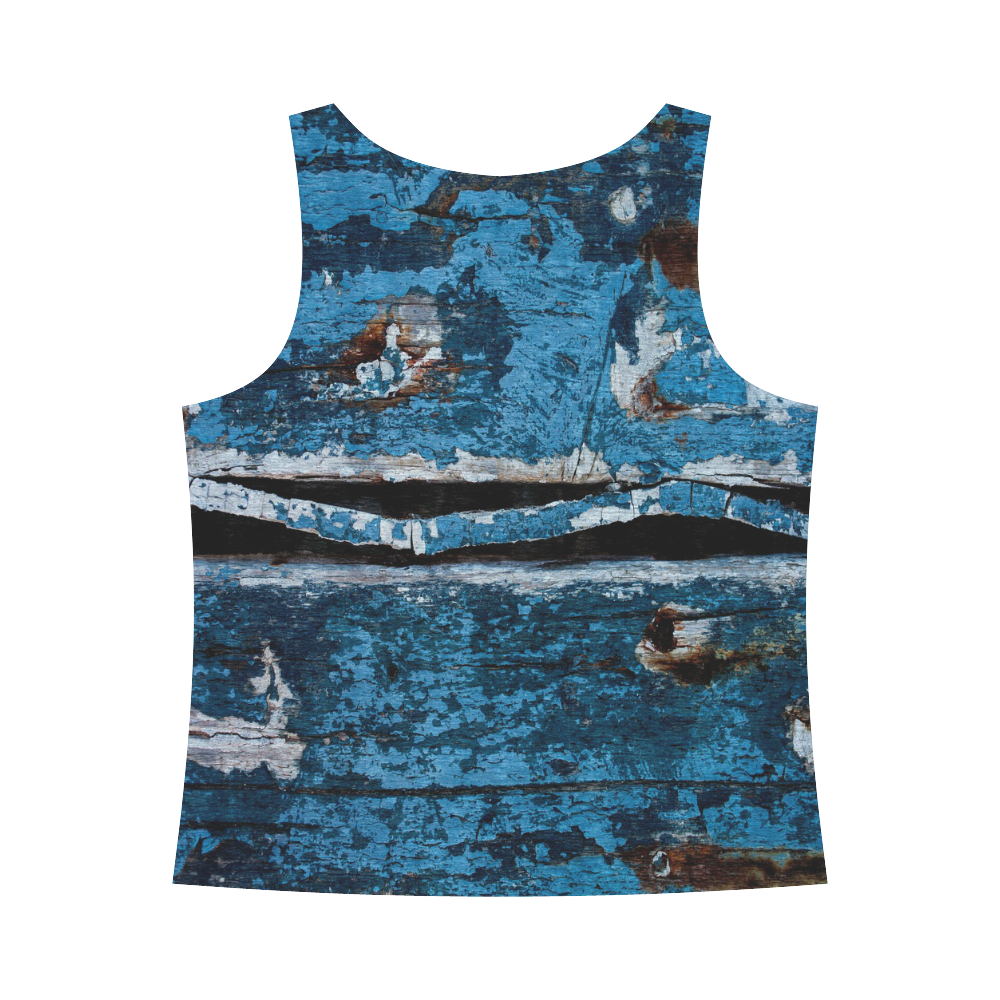 Blue painted wood All Over Print Tank Top for Women (Model T43)