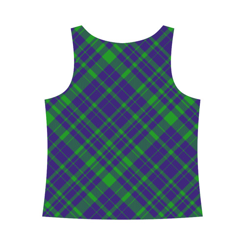 Diagonal Green & Purple Plaid Modern Style All Over Print Tank Top for Women (Model T43)
