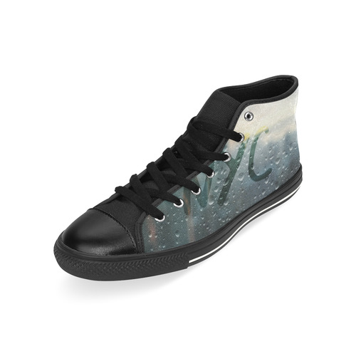 Rainy Day in NYC High Top Canvas Shoes for Kid (Model 017)