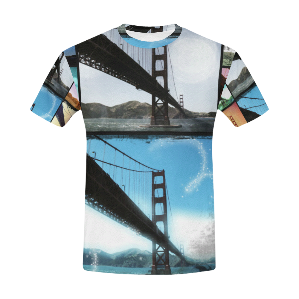 Golden Gate Bridge Collage All Over Print T-Shirt for Men (USA Size) (Model T40)