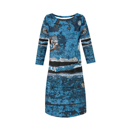 Blue painted wood Round Collar Dress (D22)