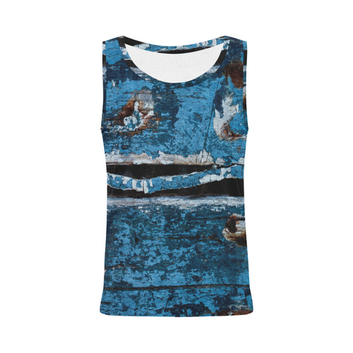 Blue painted wood All Over Print Tank Top for Women (Model T43)