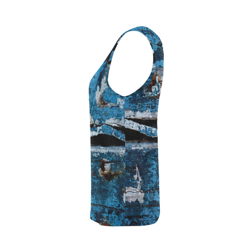 Blue painted wood All Over Print Tank Top for Women (Model T43)