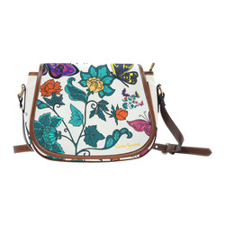 Flowers and Butterflies Saddle Bag/Small (Model 1649) Full Customization