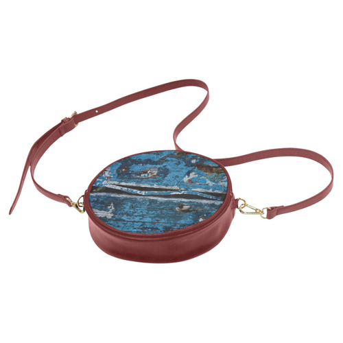 Blue painted wood Round Sling Bag (Model 1647)